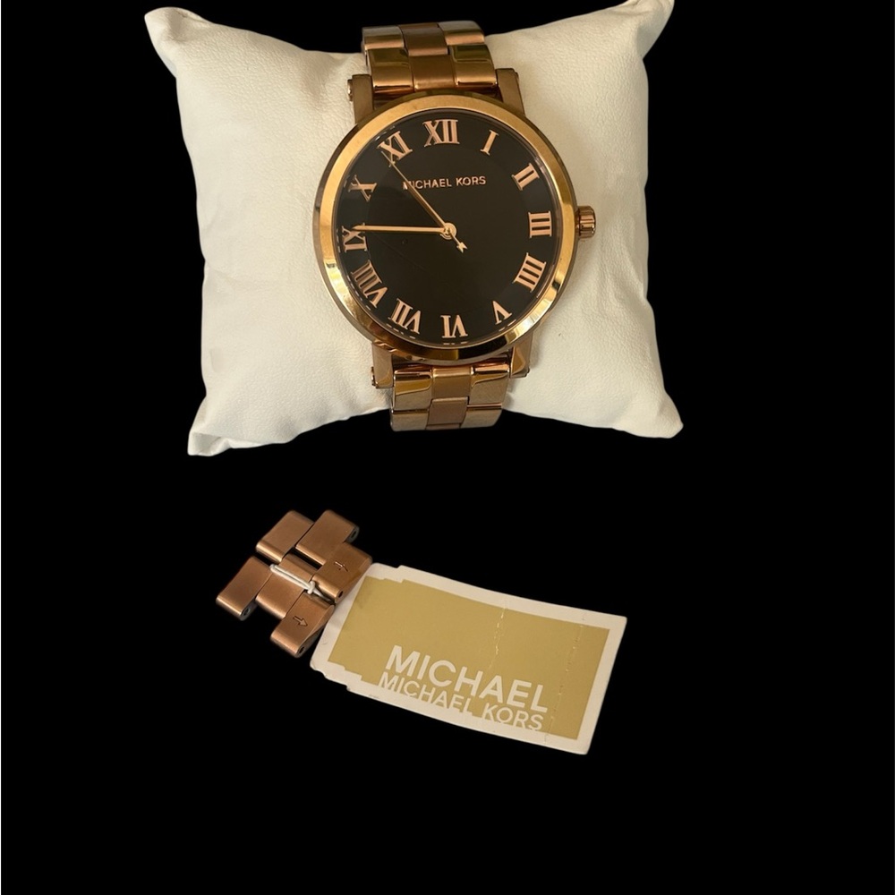 Michael Kors Rose Gold and Black Timepiece